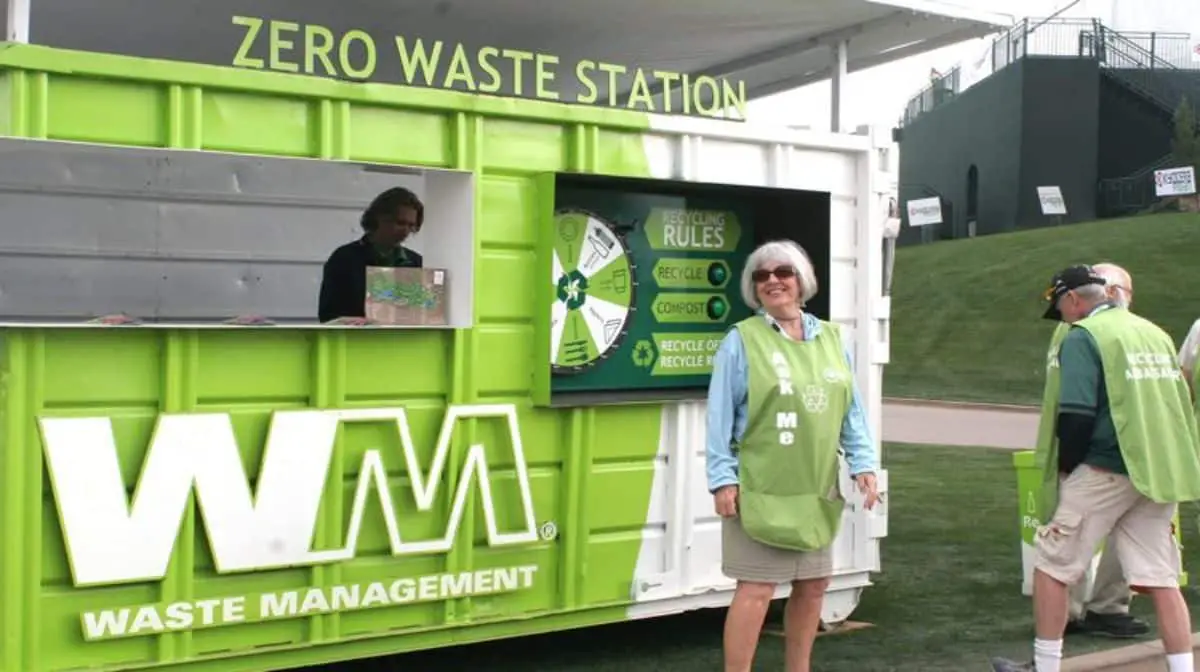 Waste Management employees working at the Zero Waste Station.